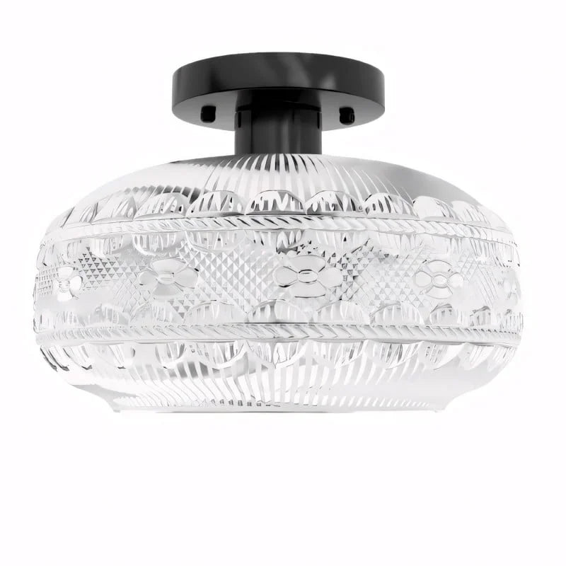 Nysa Elva Vintage Floral Clear Glass Ceiling Light Flush Mount