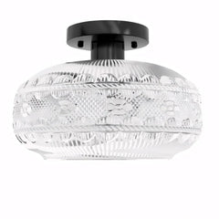 Nysa Elva Vintage Floral Clear Glass Ceiling Light Flush Mount