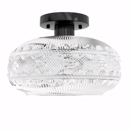 Nysa Elva Vintage Floral Clear Glass Ceiling Light Flush Mount