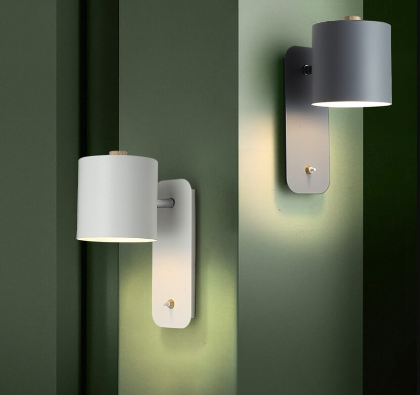 Nordic Macaron Cylinder Rotatable Wall Sconce Lamp Metal 9.8in