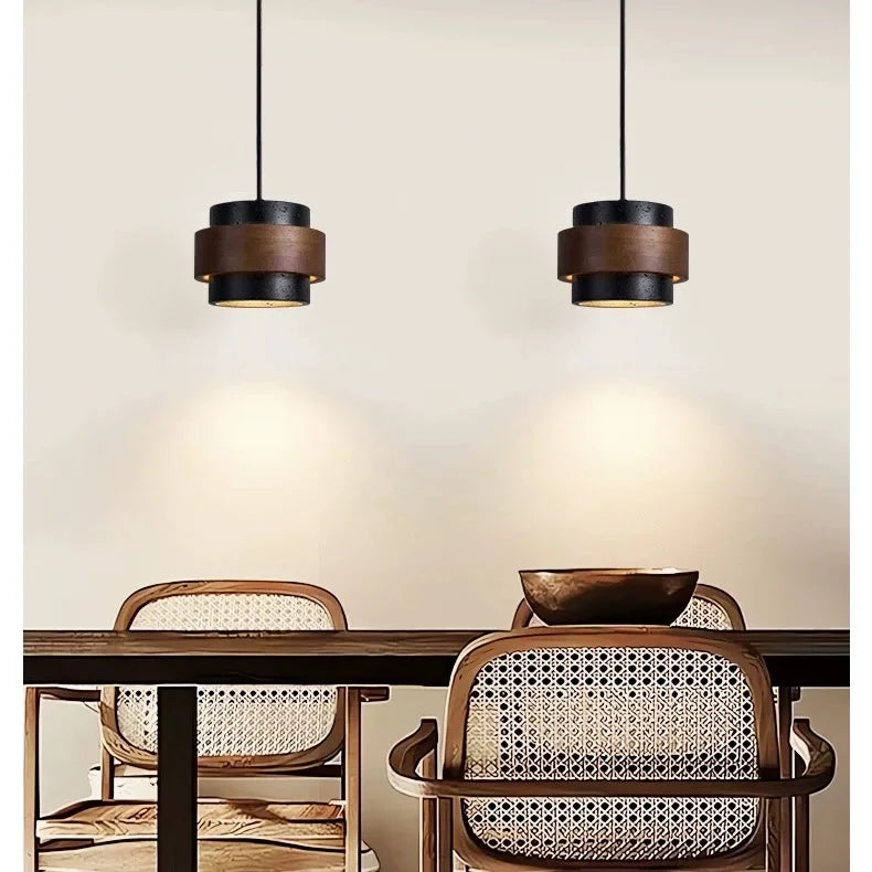 Orvina Travertine Cylinder Pendant Light Modern Japandi Minimalist