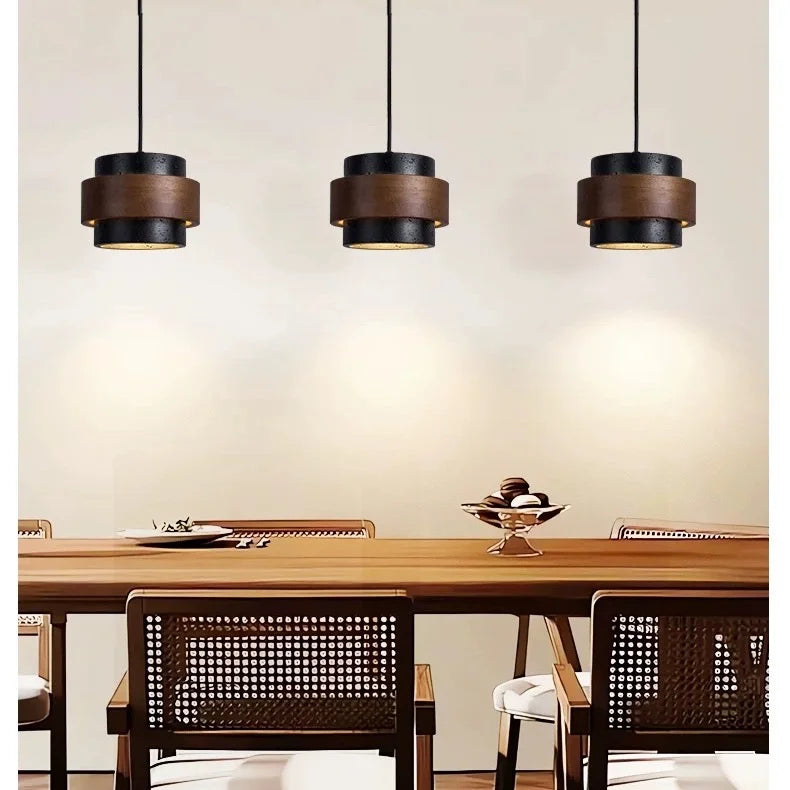 Orvina Travertine Cylinder Pendant Light Modern Japandi Minimalist