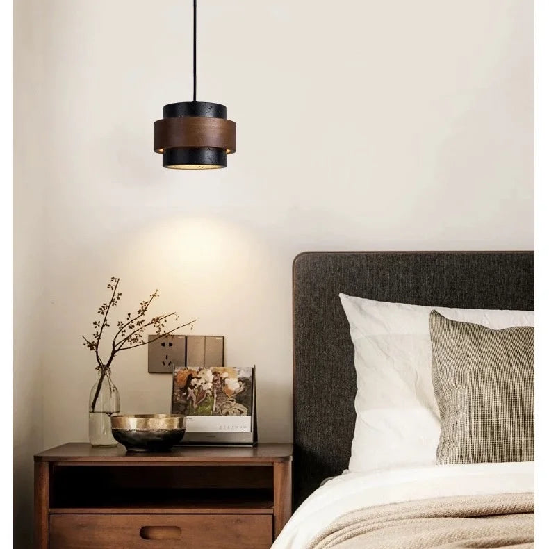 Orvina Travertine Cylinder Pendant Light Modern Japandi Minimalist