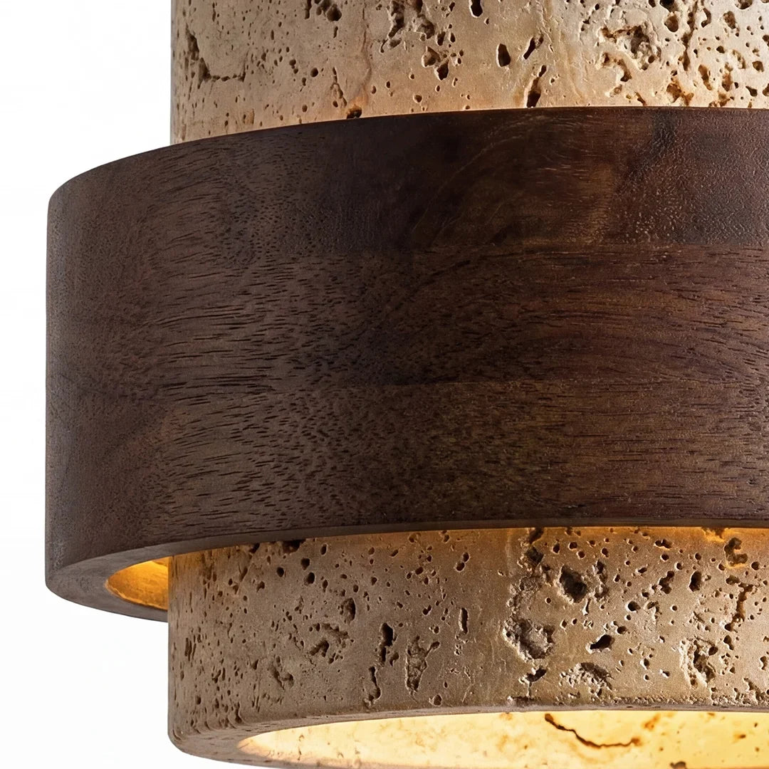 Orvina Travertine Cylinder Pendant Light Modern Japandi Minimalist