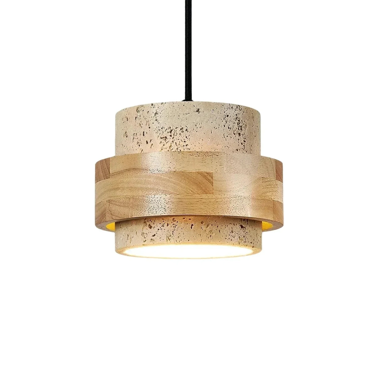 Orvina Travertine Cylinder Pendant Light Modern Japandi Minimalist