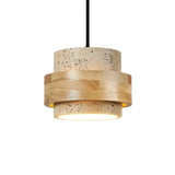 Orvina Travertine Cylinder Pendant Light Modern Japandi Minimalist