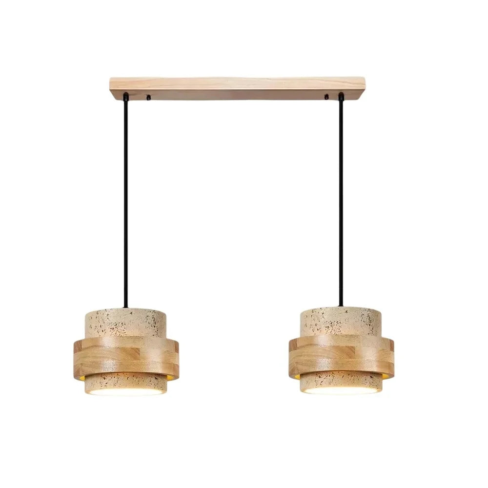 Orvina Travertine Cylinder Pendant Light Modern Japandi Minimalist