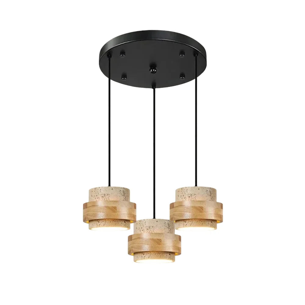 Orvina Travertine Cylinder Pendant Light Modern Japandi Minimalist