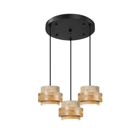 Orvina Travertine Cylinder Pendant Light Modern Japandi Minimalist
