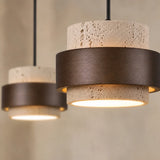 Orvina Travertine Cylinder Pendant Light Modern Japandi Minimalist