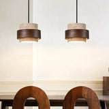 Orvina Travertine Cylinder Pendant Light Modern Japandi Minimalist