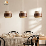 Orvina Travertine Cylinder Pendant Light Modern Japandi Minimalist