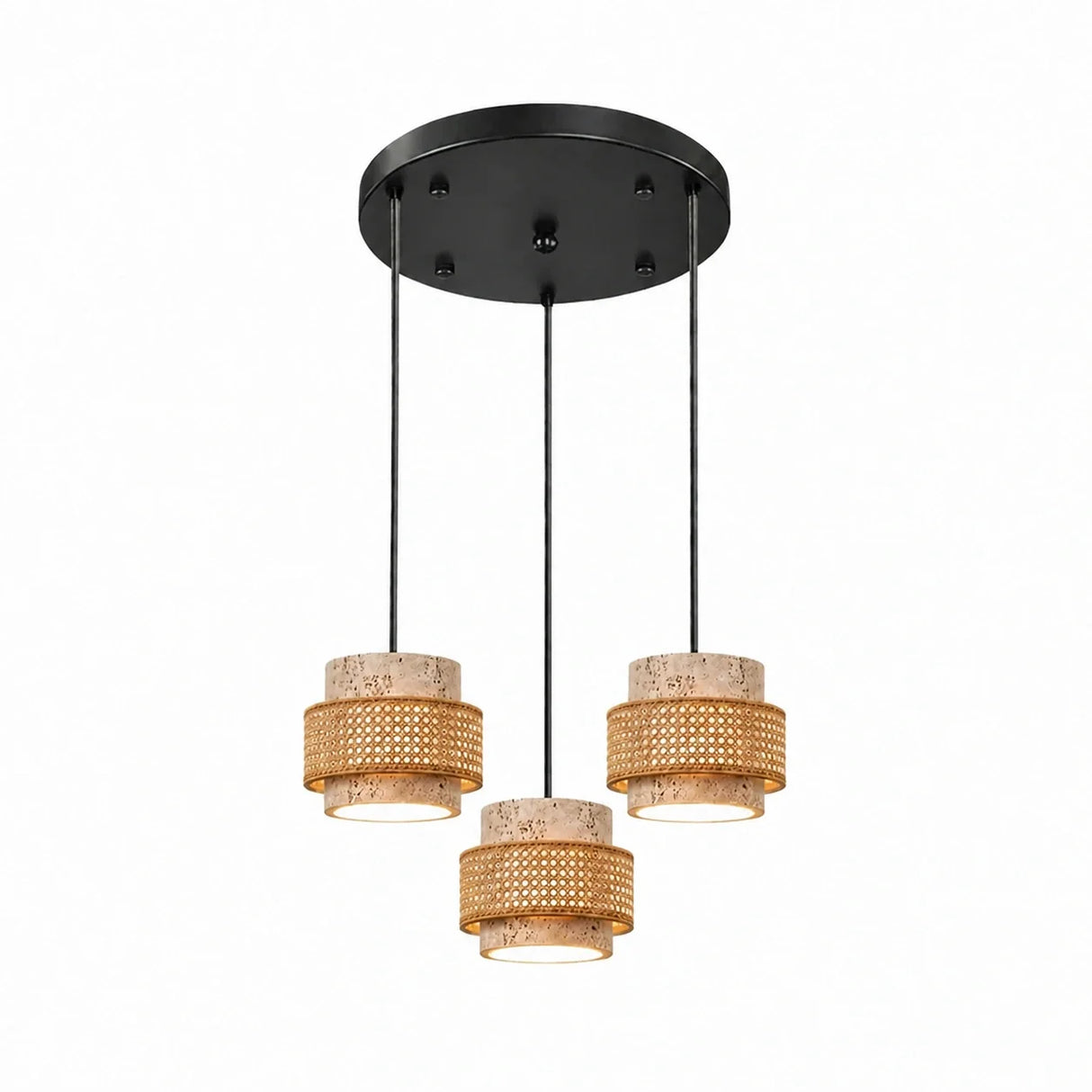 Orvina Travertine Cylinder Pendant Light Modern Japandi Minimalist