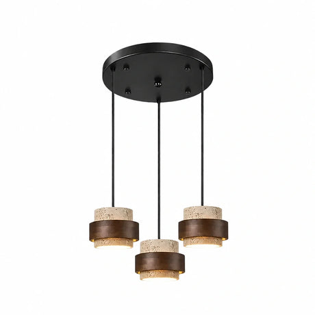 Orvina Travertine Cylinder Pendant Light Modern Japandi Minimalist