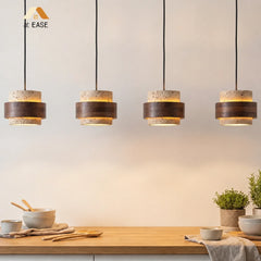 Orvina Travertine Cylinder Pendant Light Modern Japandi Minimalist