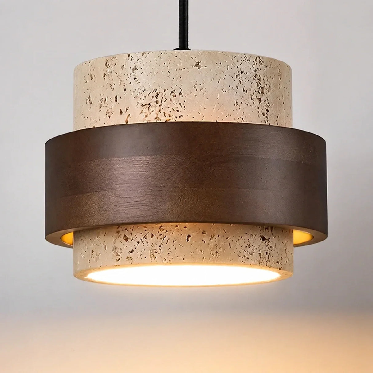 Orvina Travertine Cylinder Pendant Light Modern Japandi Minimalist