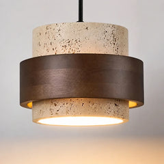 Orvina Travertine Cylinder Pendant Light Modern Japandi Minimalist