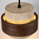 Orvina Travertine Cylinder Pendant Light Modern Japandi Minimalist