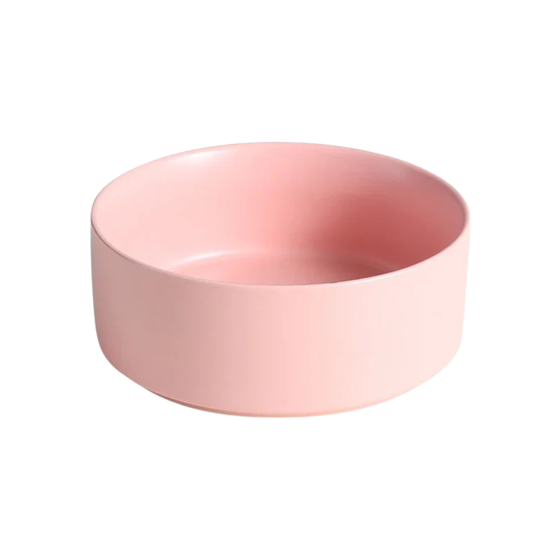 Pink ceramic pet food bowls 