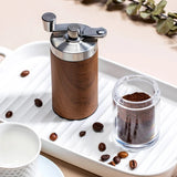 Portable Hand-Crank Coffee Grinder Wood Grain Stainless Steel Ceramic