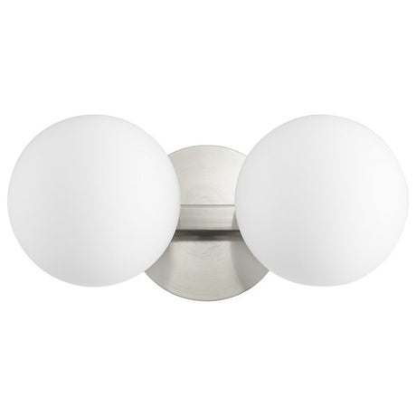 Quorum Globe Vanity Light No. 539 Opal Glass Brass Backplate