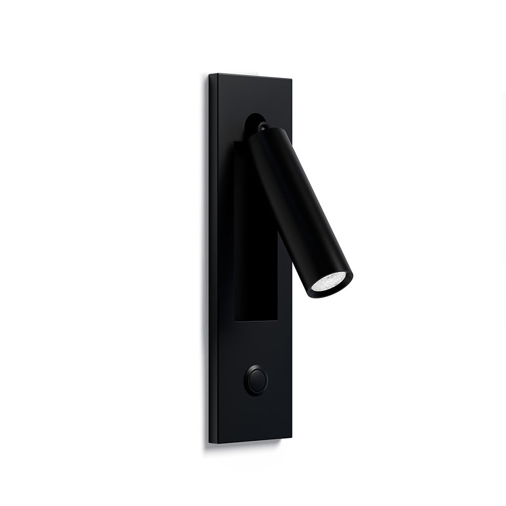 Reading sconce with head rotated left to right for aimed light