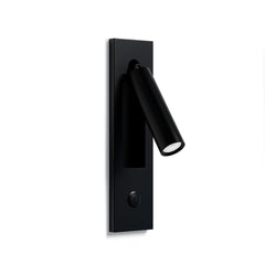 Reading sconce with head rotated left to right for aimed light