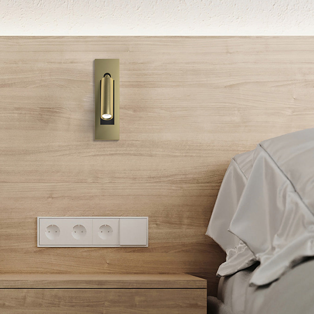 Adjustable reading sconce head shown swivelled toward the viewer