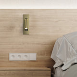 Adjustable reading sconce head shown swivelled toward the viewer