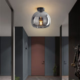 Lampsmodern-UK Retro Copper Glass Ceiling Light Semi-Flush 9.8in