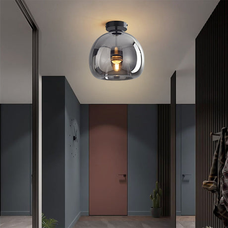Lampsmodern-UK Retro Copper Glass Ceiling Light Semi-Flush 9.8in