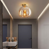 Lampsmodern-UK Retro Copper Glass Ceiling Light Semi-Flush 9.8in
