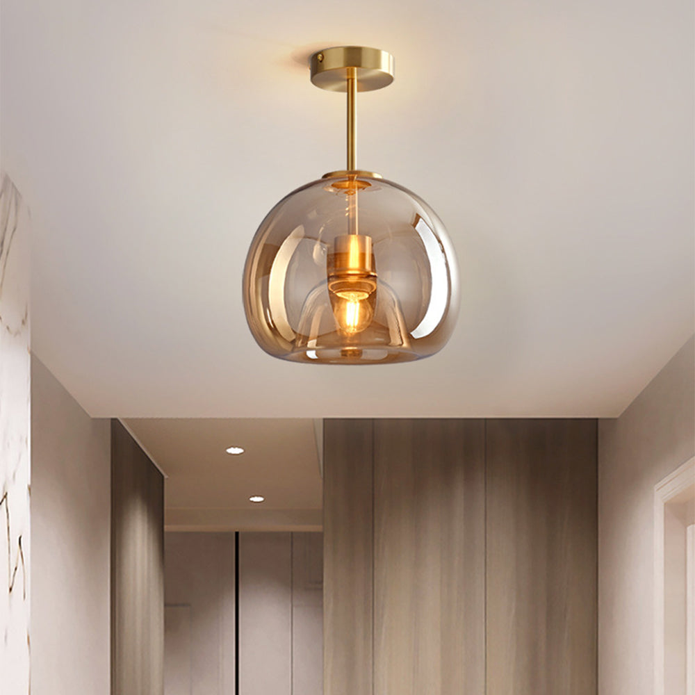 Lampsmodern-UK Retro Copper Glass Ceiling Light Semi-Flush 9.8in