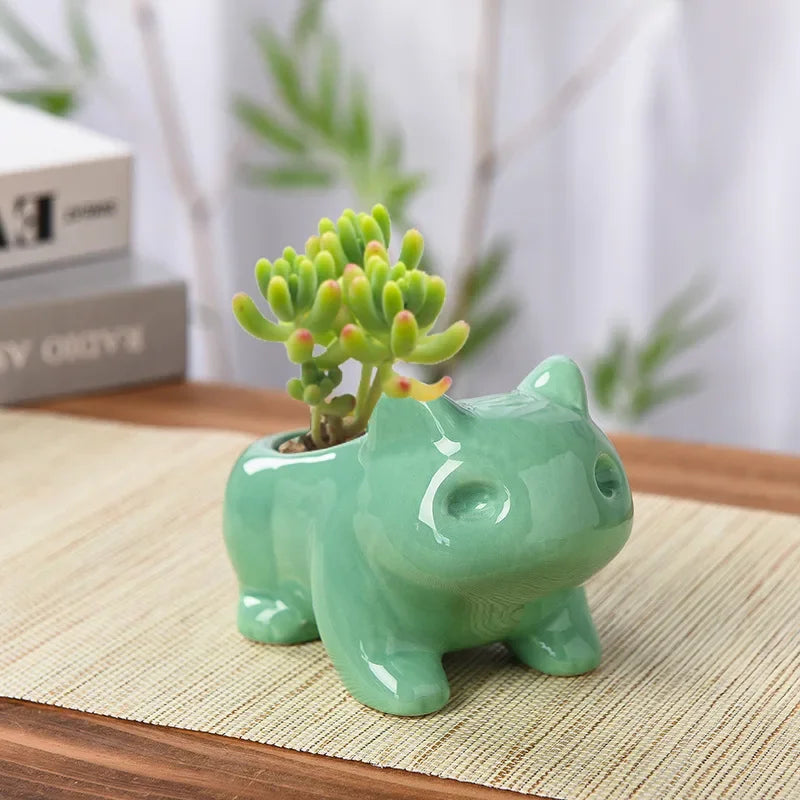 Cute Ceramic Mini Succulent Planter with Drainage Hole