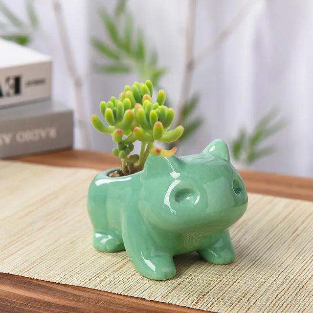 Cute Ceramic Mini Succulent Planter with Drainage Hole