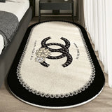 VIKAMA Cashmere Imitation Non-Slip Washable Oval Bedroom Living Rug