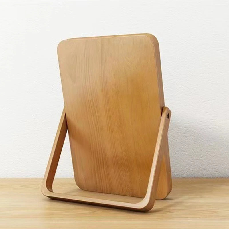 Foldable 360° Wooden Framed Desktop Makeup Mirror, HD Reflection