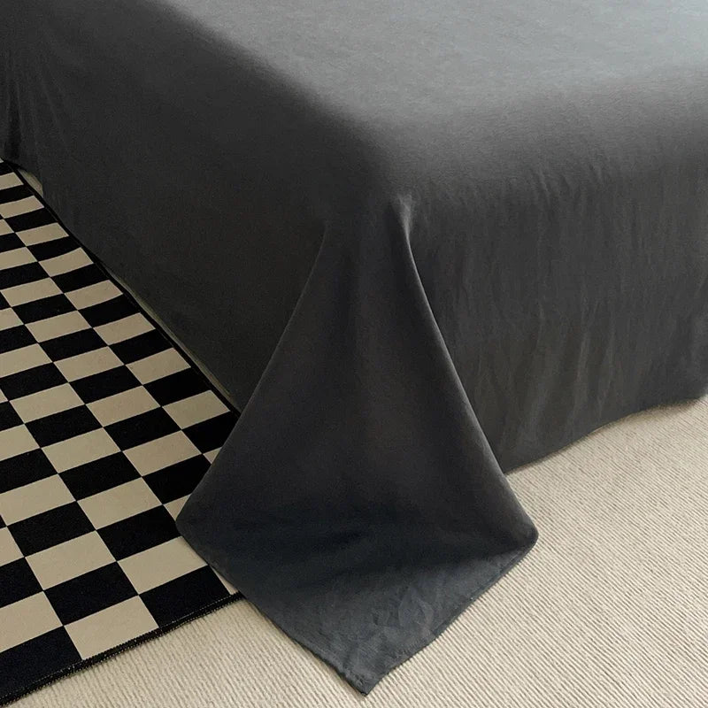 Washed Cotton Duvet Cover Set with Flat Sheet Pillowcases