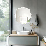 Wisfor Frameless Scalloped Beveled Irregular Wall Mirror, HD Glass