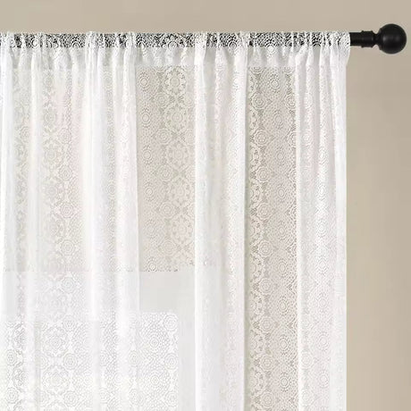 Lace Curtains - Fine-Woven Floral Design for Romantic Outdoor Light Filtering