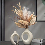 Nordic Hollow Ceramic Vase Set of 2 for Modern Shelves