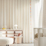 Sheer Embroidered Lace Curtains with Rainbow Pom-Pom Tassels