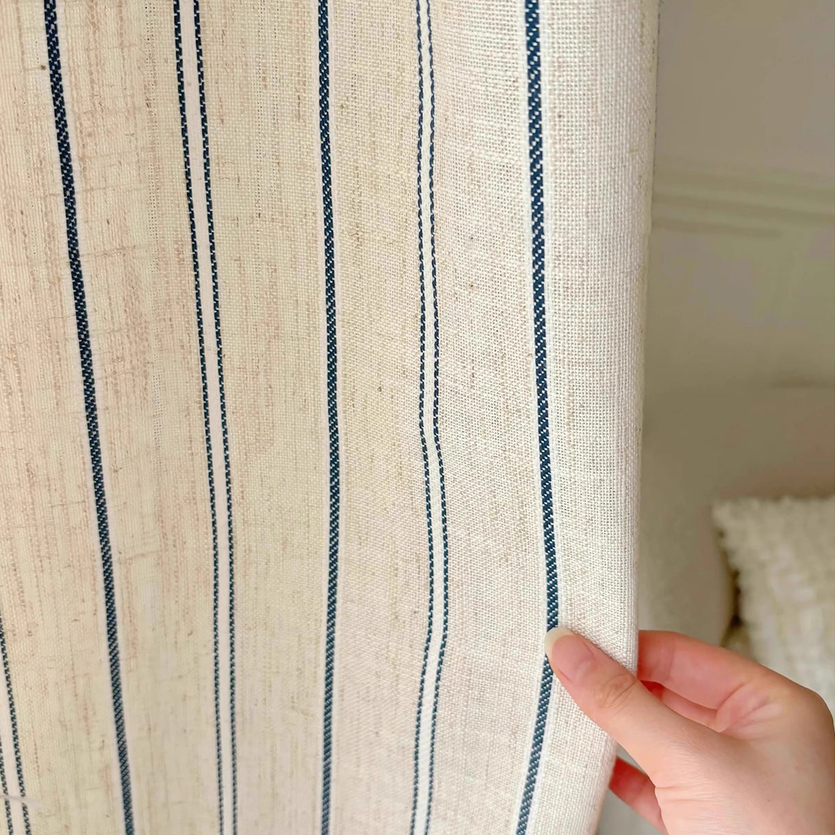 Beige Linen Gauze Sheer Curtain Panel for Living Bedroom