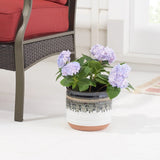 8-inch Round Ceramic Reactive Finish Planter with Drainage Hole