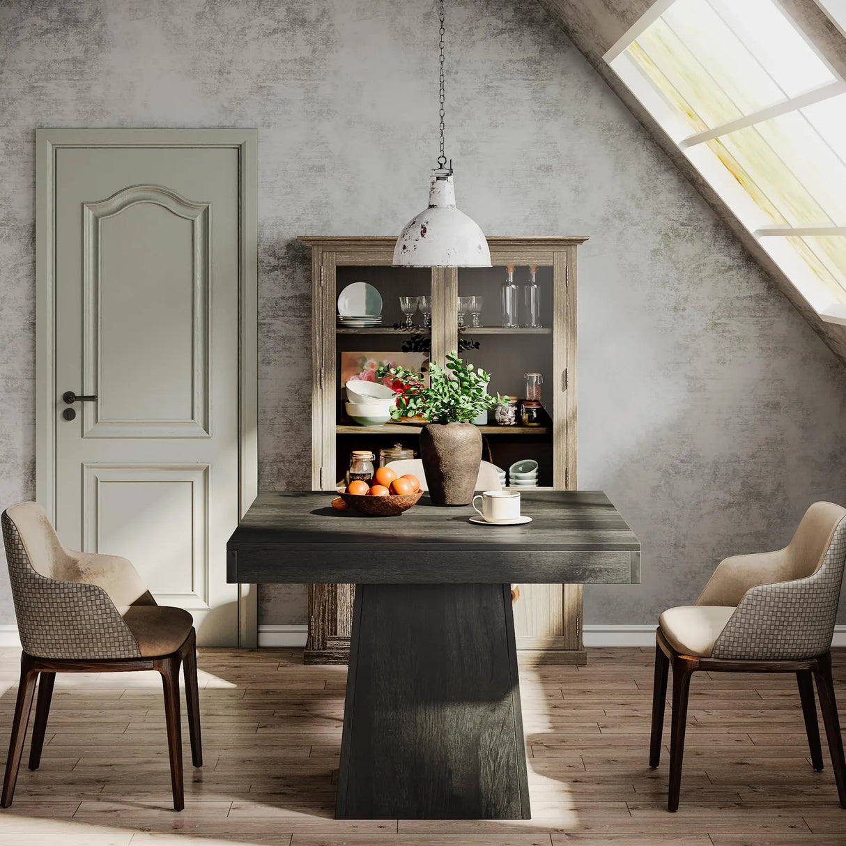 Tribesigns 31.5in Square Farmhouse Dining Table Pedestal for Four