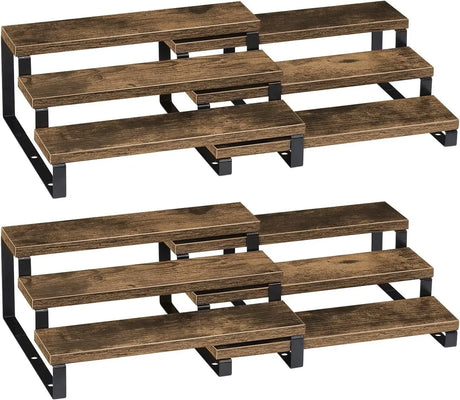 Expandable 3-Tier Wooden Spice Rack Organizer for Cabinets Countertop