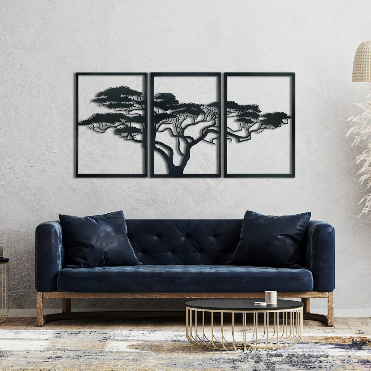 3-Piece Black Metal Tree of Life Wall Art Set