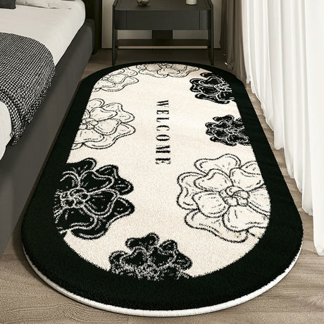 VIKAMA Cashmere Imitation Non-Slip Washable Oval Bedroom Living Rug