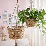 Rustic Woven Straw Flower Basket - Multi-Purpose Decorative Storage