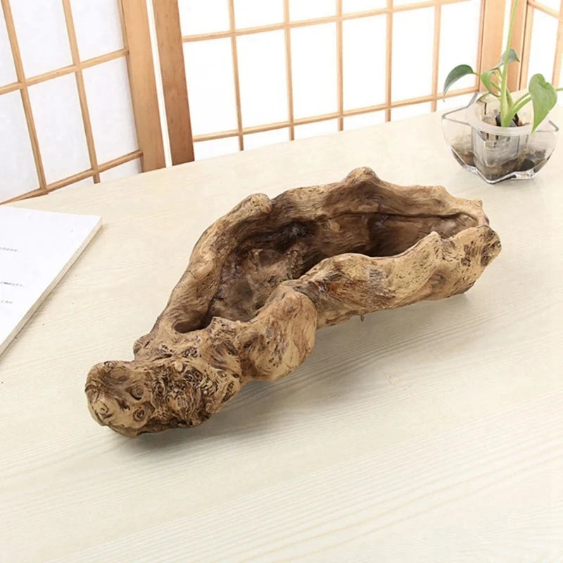 Resin Driftwood Tree Stump Planter Rustic Succulent Pot Indoor Outdoor